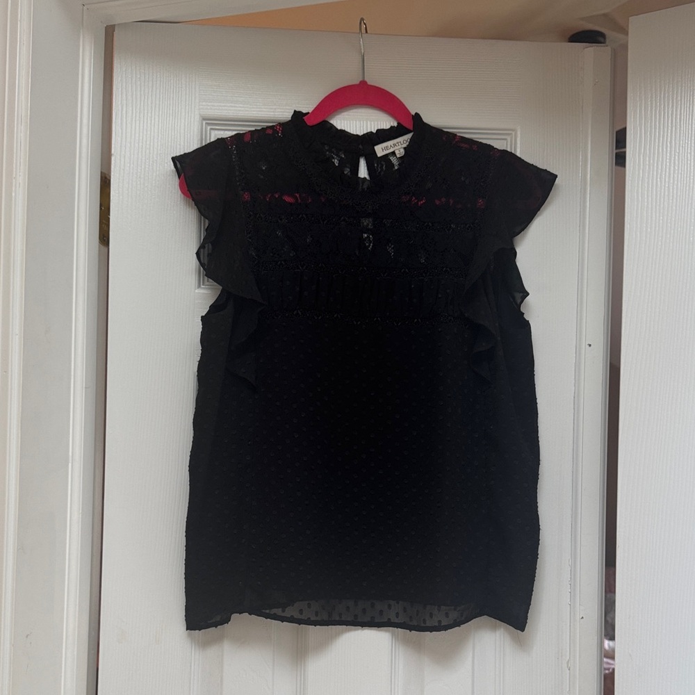 Heartloom Black Lace Ruffle Camisole